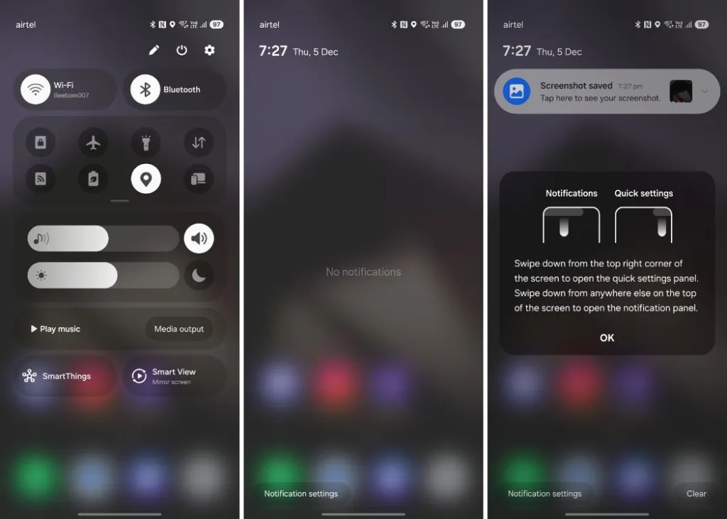 One UI 7.0 showing the new Context Panels feature adapting to a restaurant website visit