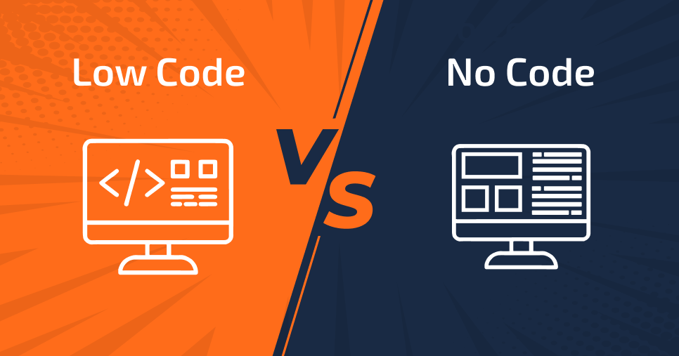 Diagram showing the difference between low-code and no-code development platforms
