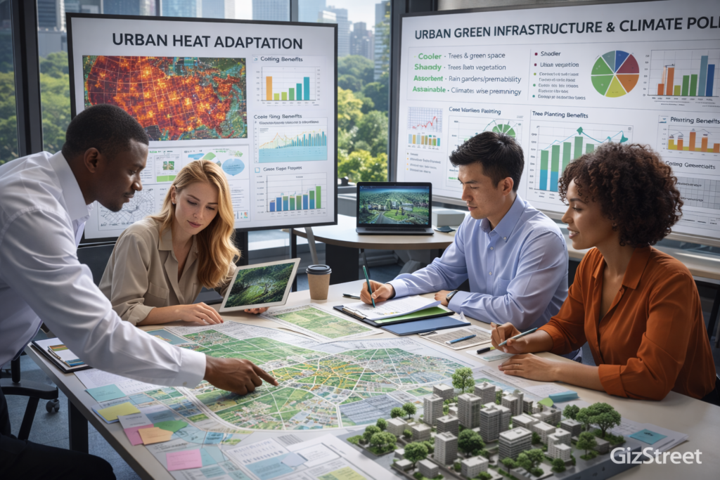 Urban green infrastructure and climate policy planning for heat adaptation