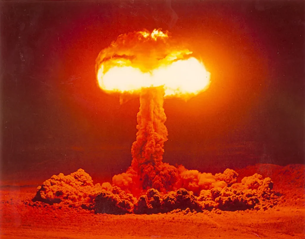 Historic nuclear weapons test mushroom cloud