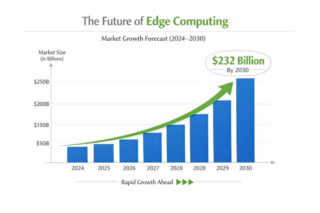 future of edge computing trend visualization showing market growth forecast from 2024 to 2030
