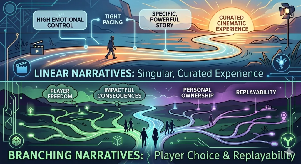 Linear and narrative story games