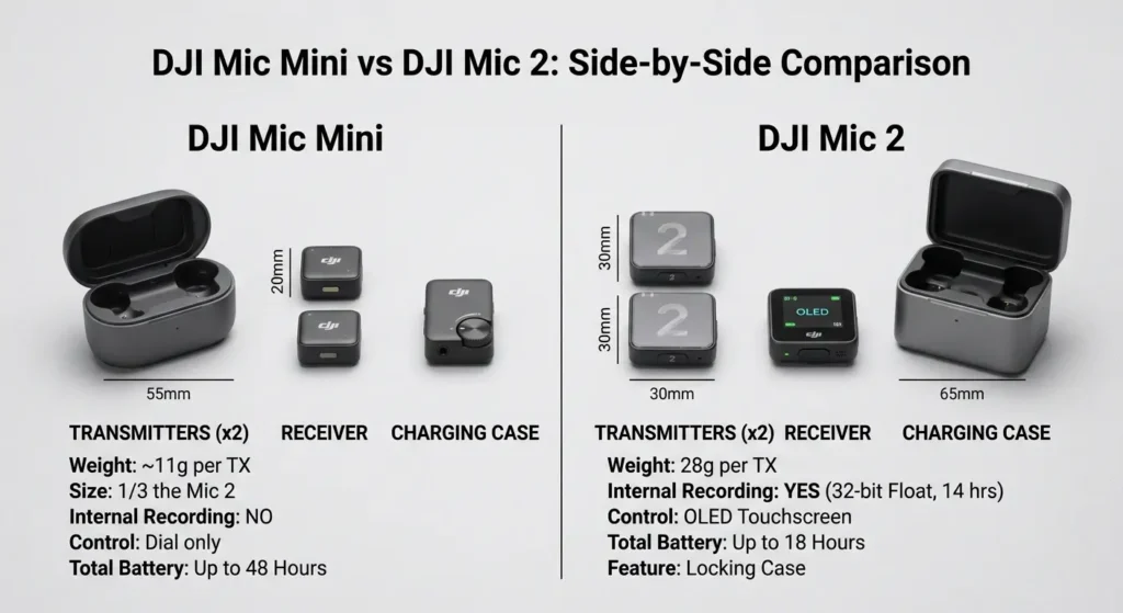 comparison photo dji mic mini 2 vs mic 2