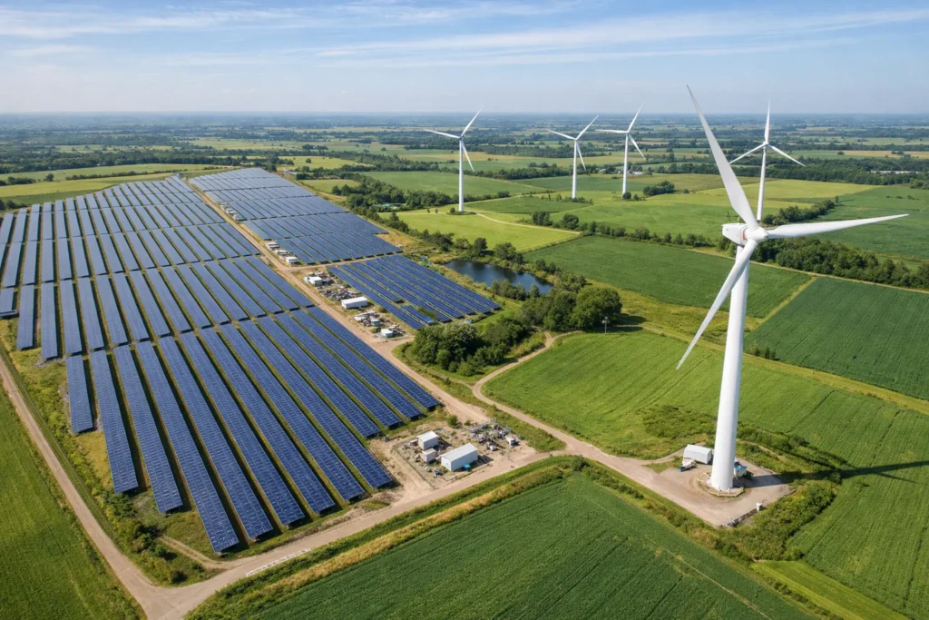 Green tech sustainability future technology 2026 solar and wind energy innovation