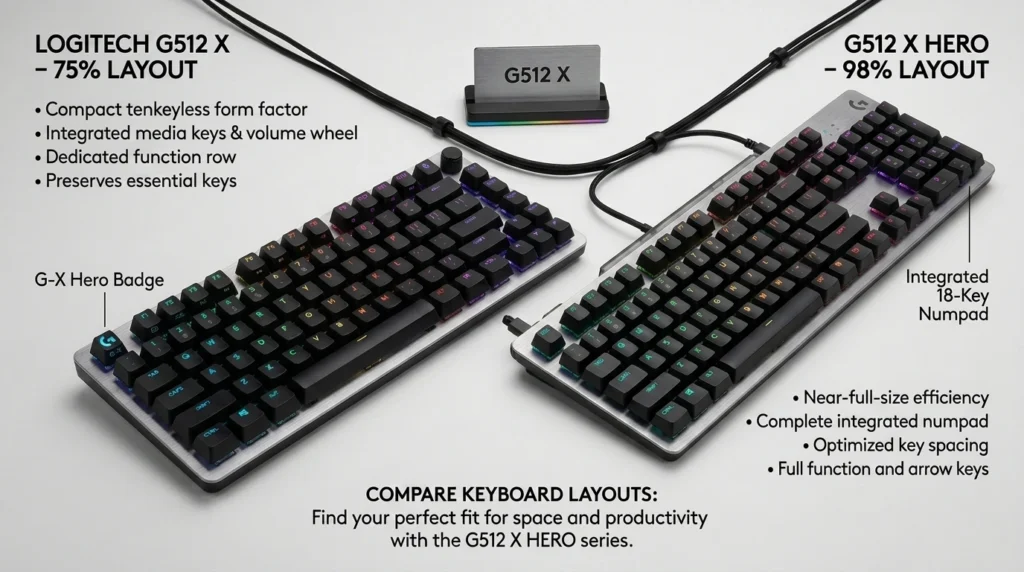 Logitech G512 X gaming keyboard dual layout overview 2026