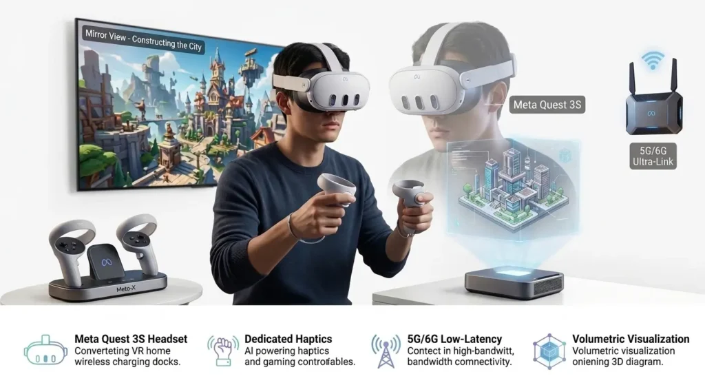 VR gaming in 2026 — Meta Quest headset showing AR VR technology use case