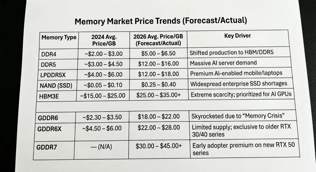 memory types with average [\price overview