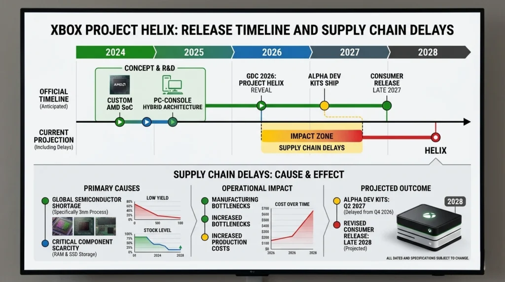 Project Helix release date impact memory shortage 2026