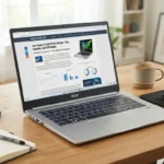 Acer Aspire 5 A514-54H laptop open on a desk.
