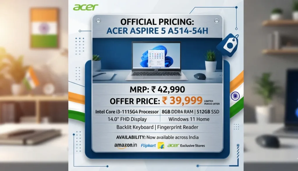 Pricing graphic for Acer Aspire 5 A514-54H.