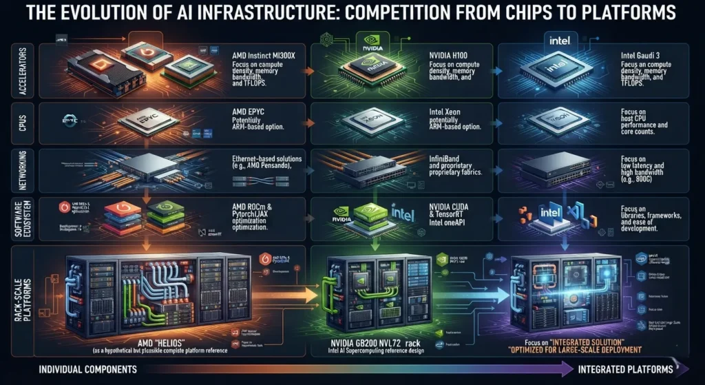 Comparison graphic showing modern AI infrastructure platform components.