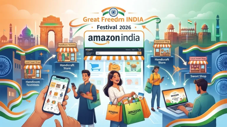 Amazon India Great Freedom Festival 2026 promotional illustration.