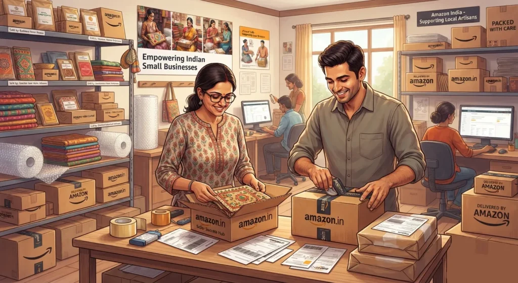 Small businesses selling products through Amazon India.
