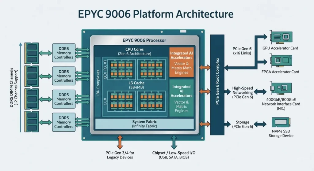 Next-generation AMD EPYC server processor illustration.