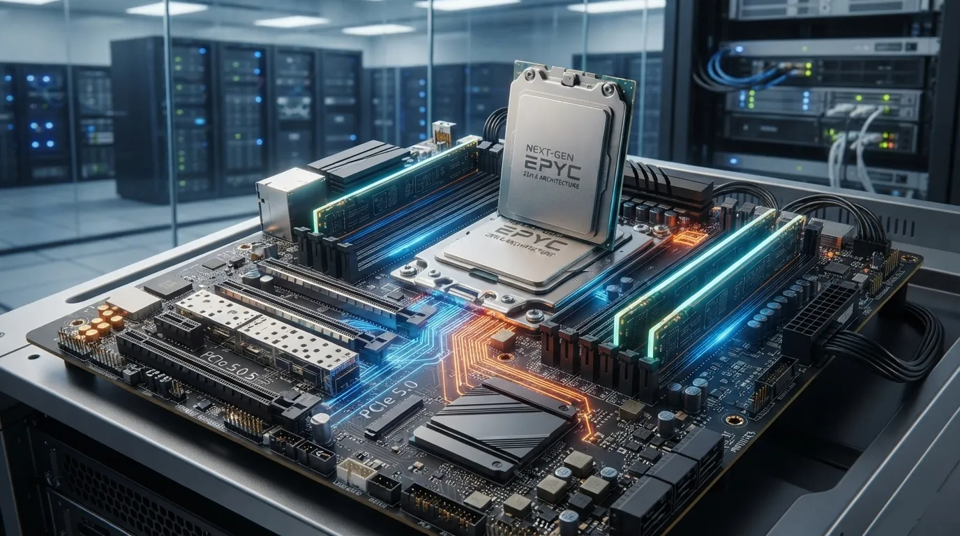 Illustration of AMD EPYC 9006 server processor based on the Zen 6 architecture.