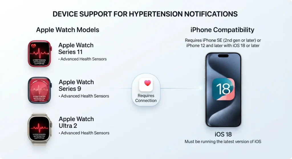 Apple Watch models compatible with hypertension notifications.