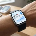 Apple Watch Series 11 displaying health monitoring features related to hypertension notifications.
