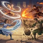 Illustration representing the hand-drawn combat style of Avatar Legends: The Fighting Game.