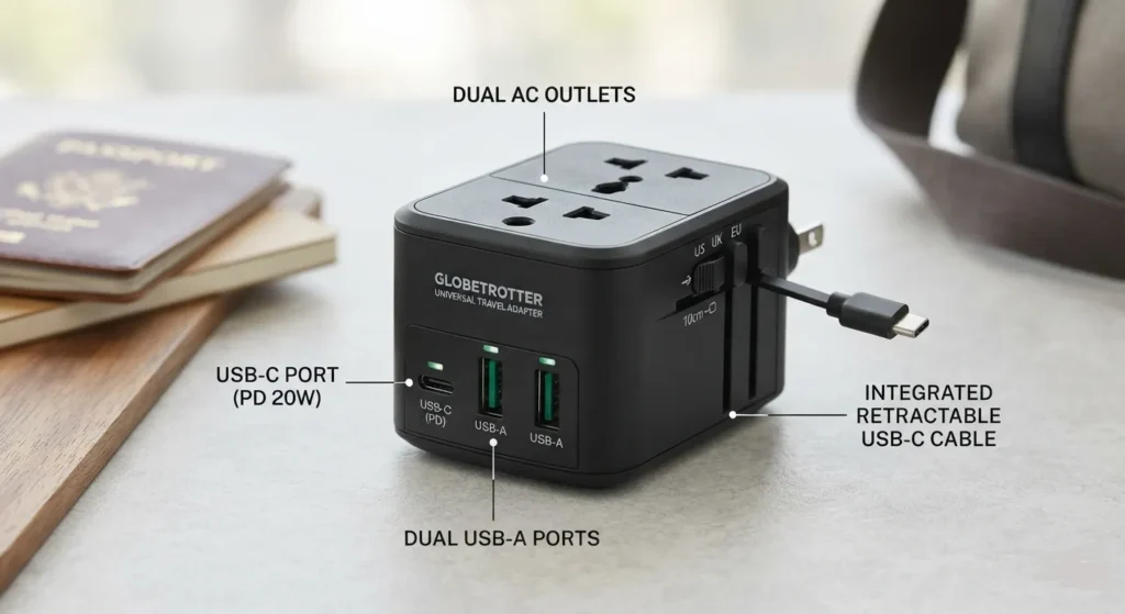 Front view of the Baseus EnerCore CG11 travel adapter.