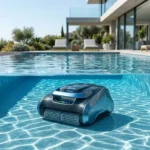 Beatbot AquaSense X robotic pool cleaner cleaning a residential swimming pool.