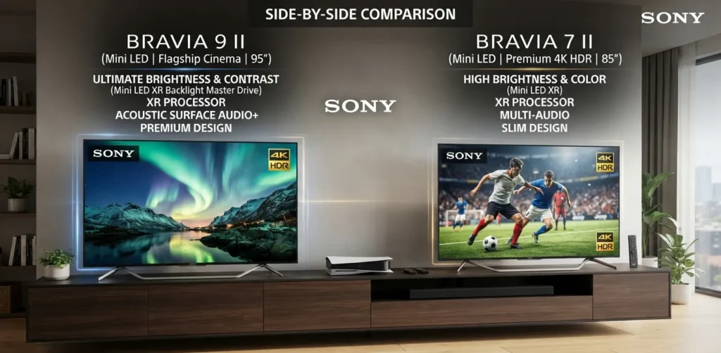 Sony Bravia 9 II versus Bravia 7 II comparison.