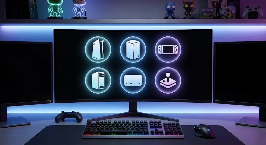 Illustration showing multiple gaming platforms.