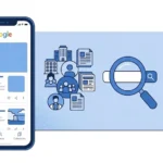 Illustration showing Google Discover delivering personalized news from online publishers.