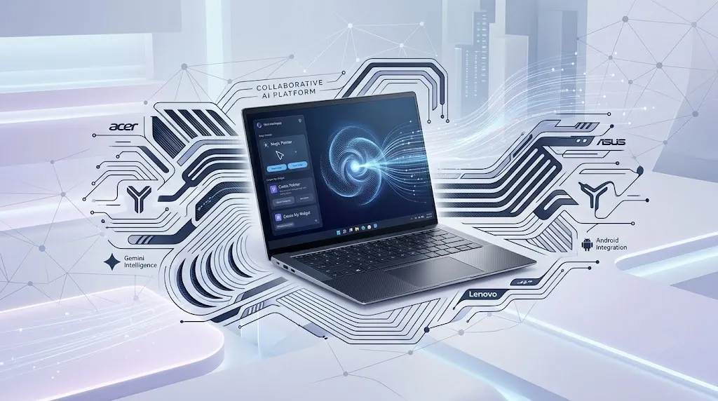 Illustration representing Google's hardware partners for Googlebook.