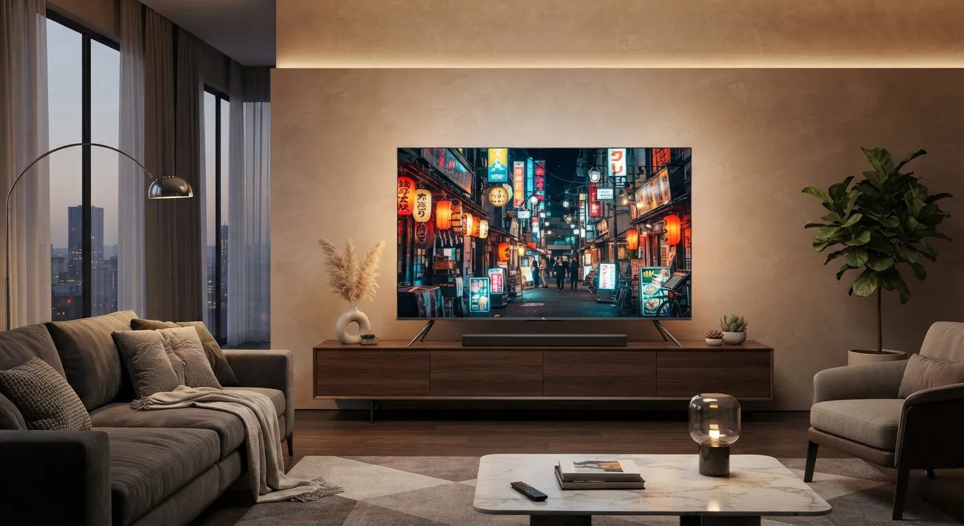 Haier HQLED P7 Pro Series 4K smart TV displayed in a modern living room.