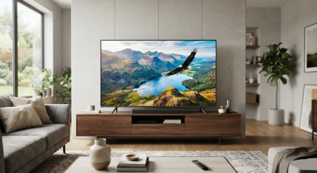 Front view of a premium 4K smart TV.