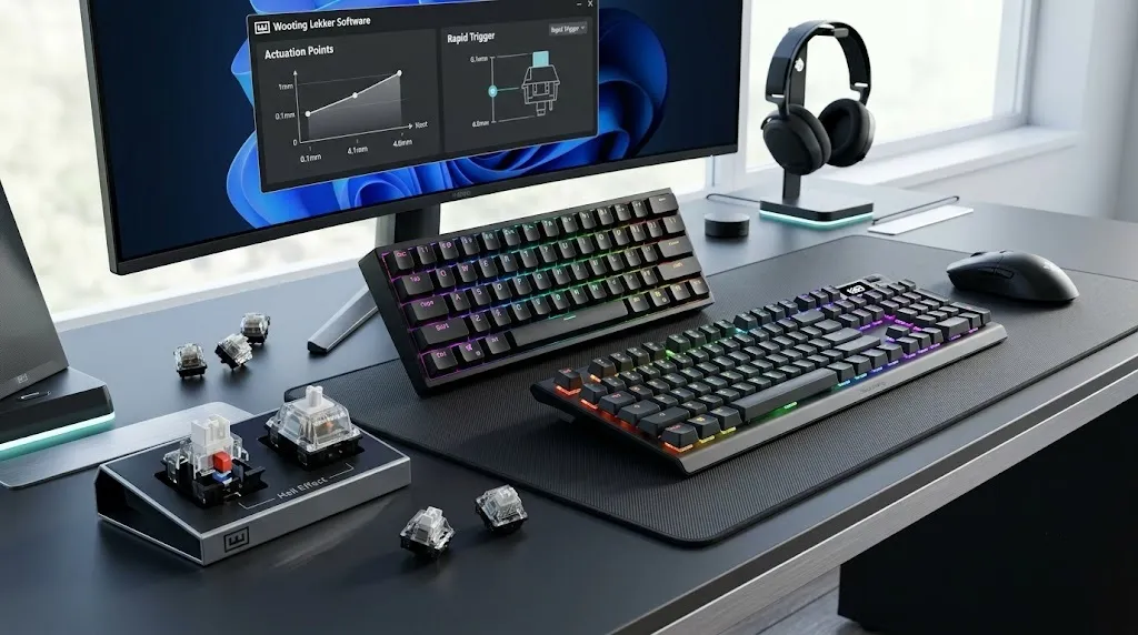 Modern gaming keyboards using Hall Effect magnetic switch technology.
