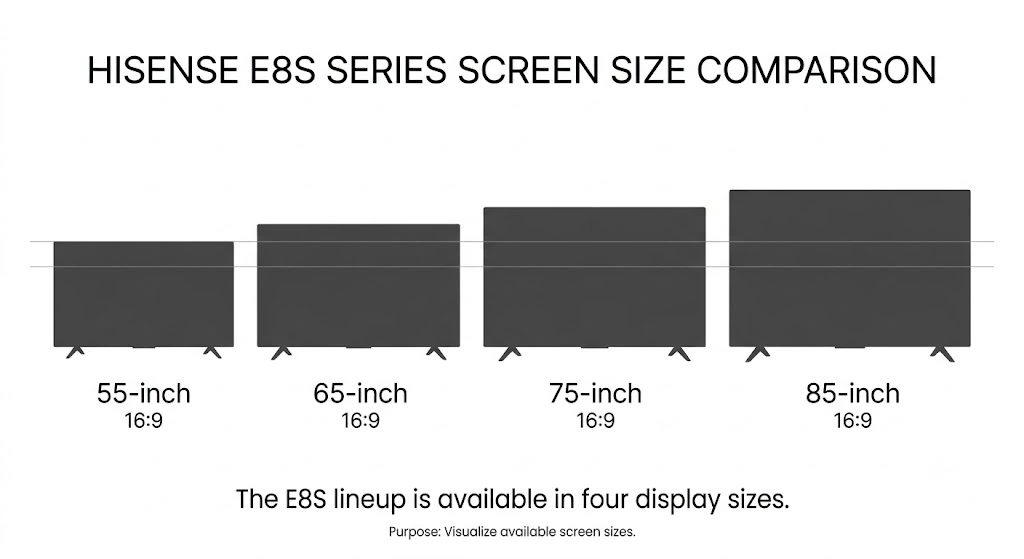 Hisense E8S available screen sizes.