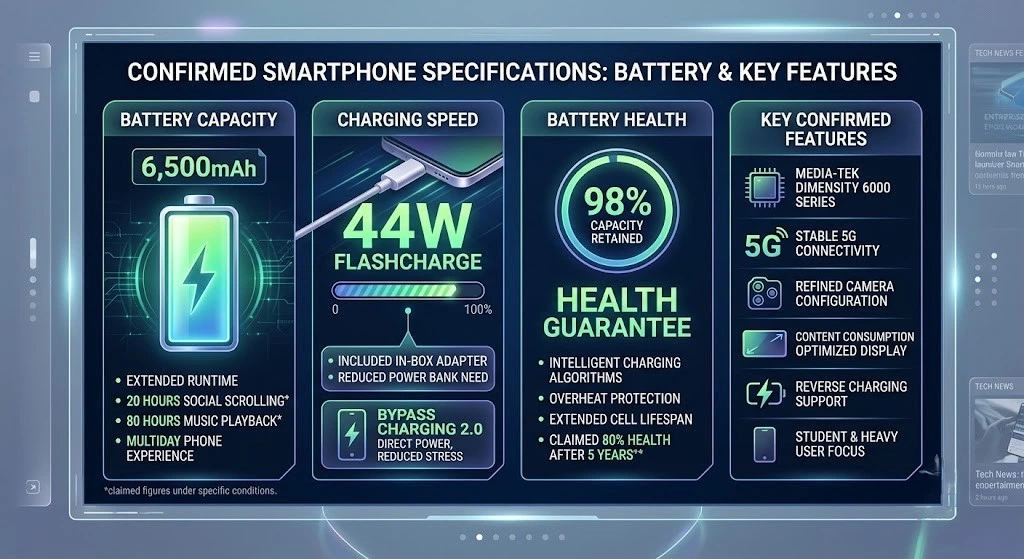 iQOO Z11 Lite confirmed specifications infographic