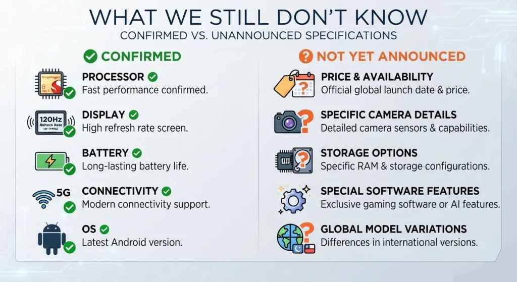 Confirmed and unconfirmed Lenovo Legion Y700 AI specifications.