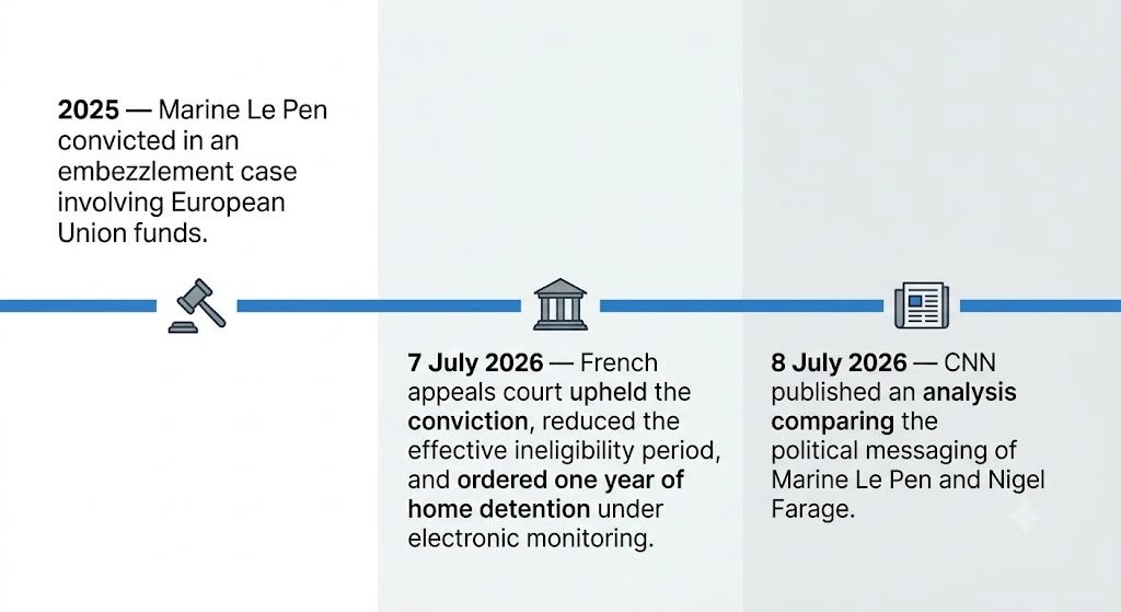 Timeline of Marine Le Pen's legal case.