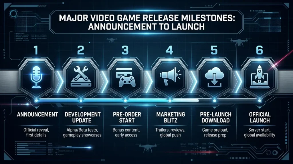 Modern Warfare 4 announcement and release timeline infographic.