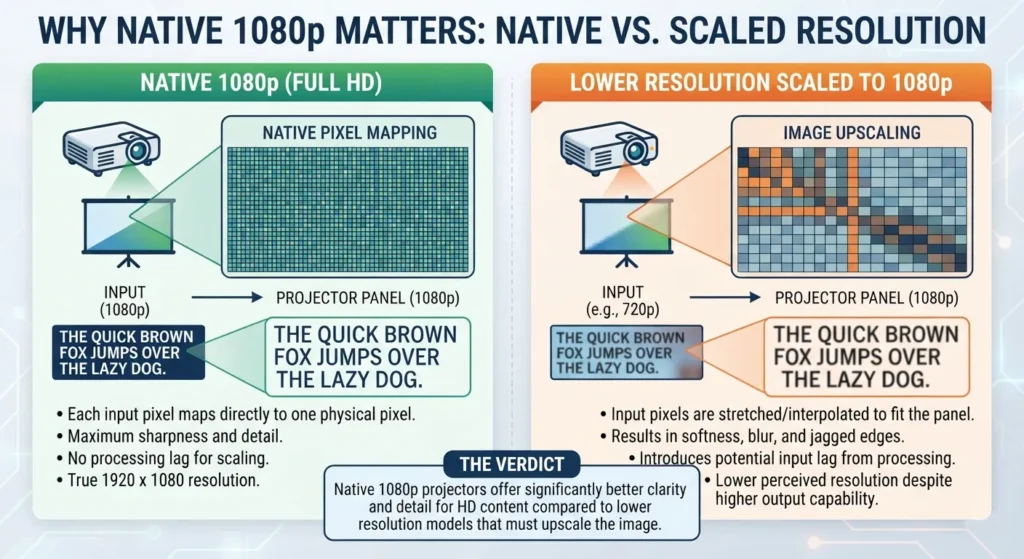 Infographic comparing native 1080p projection in detail.