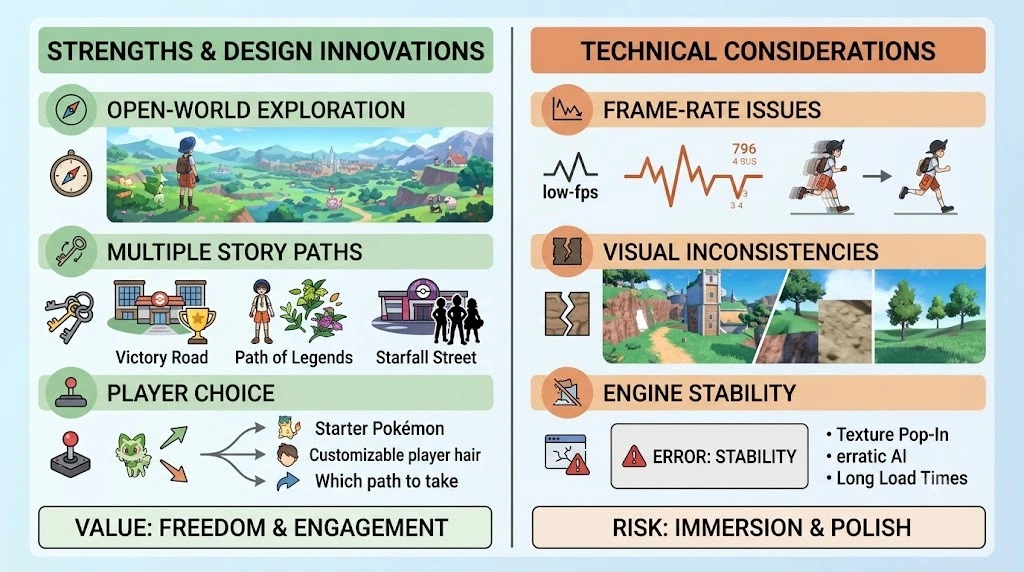 Pokémon Scarlet and Violet features and considerations comparison