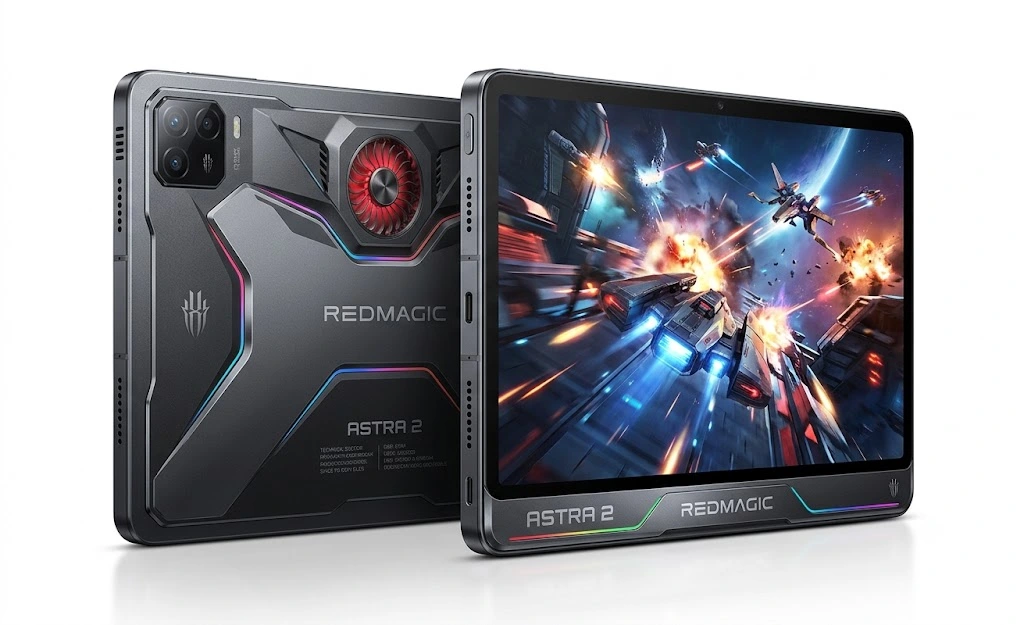 Official design of the REDMAGIC Astra 2 gaming tablet.