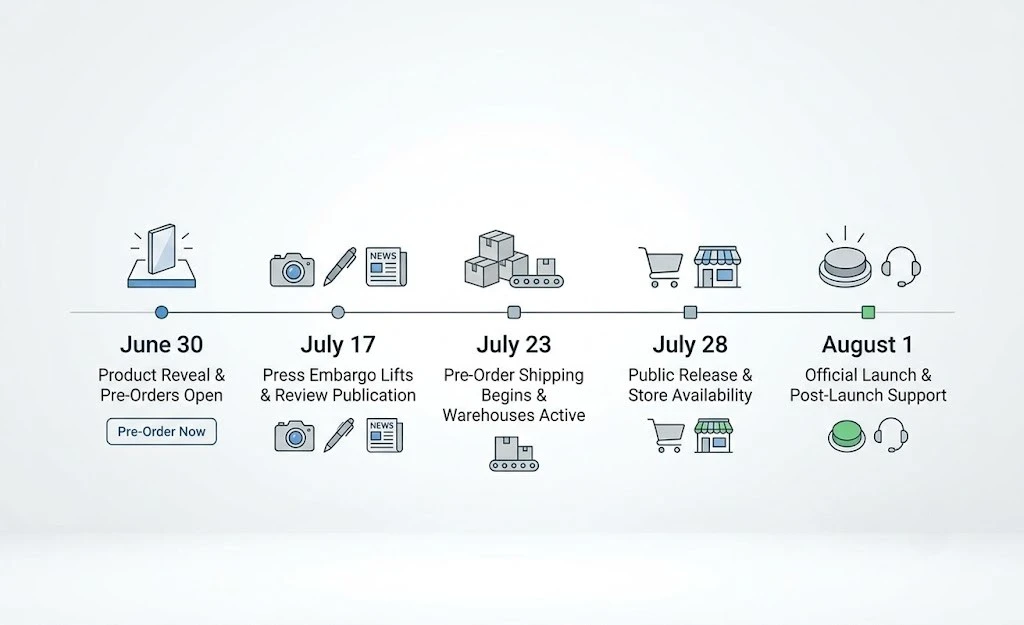 Timeline of the REDMAGIC Astra 2 global launch.