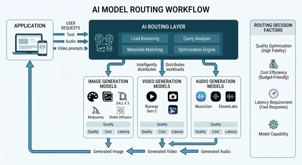 Architecture diagram of AI model routing.