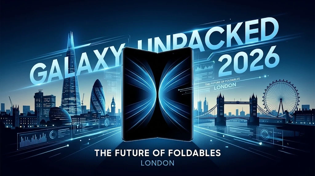 Editorial illustration representing Samsung's Galaxy Unpacked event scheduled for July 2026.