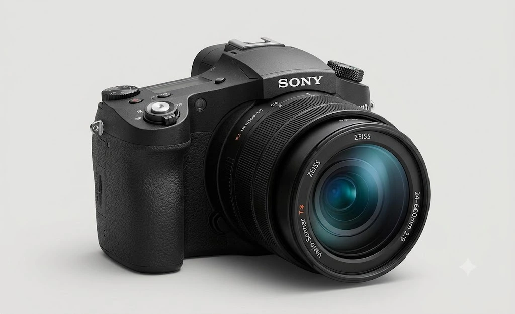 Front view of the Sony RX10 V camera.