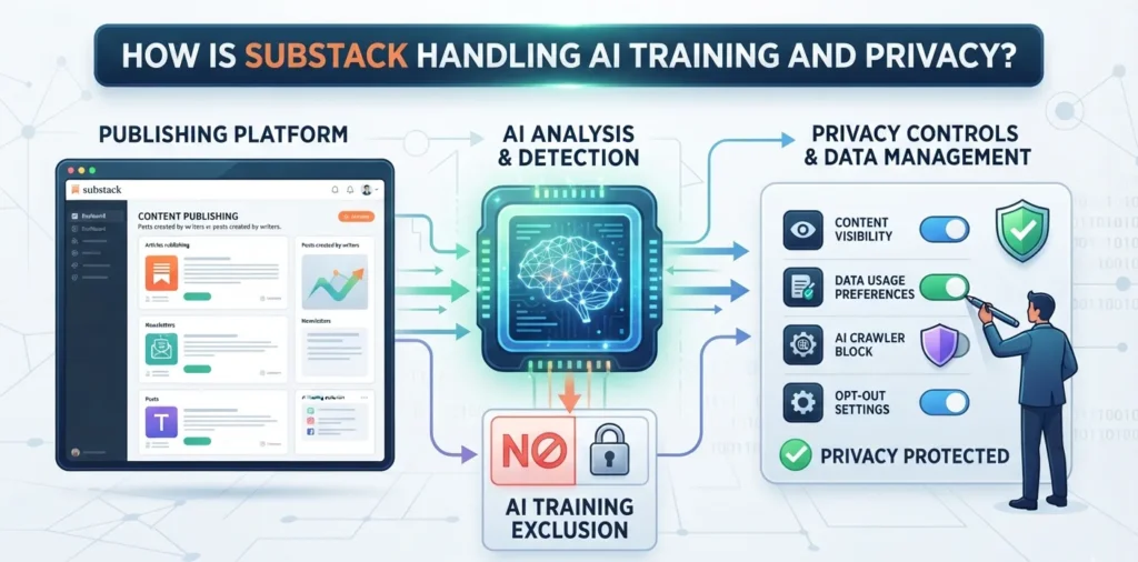 Illustration showing AI content analysis and publisher privacy controls.