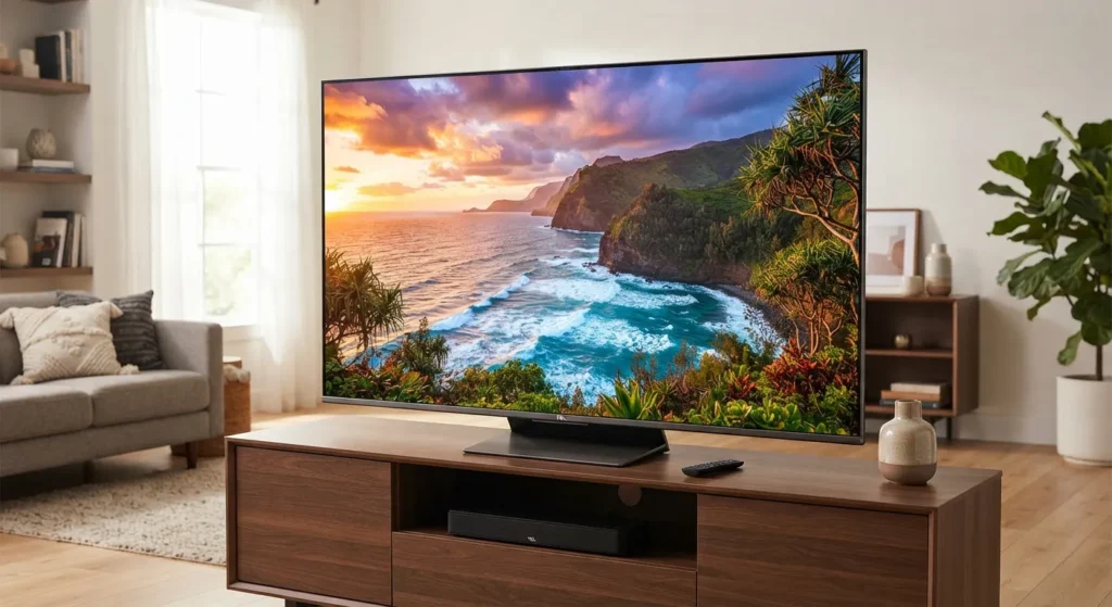 TCL QM8L television showcasing its display panel.