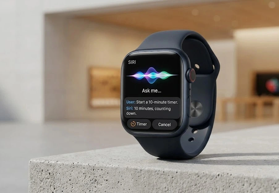 Apple Watch displaying Siri AI features in watchOS 27.