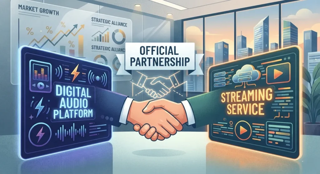 Illustration representing the official Winamp Deezer partnership announcement.
