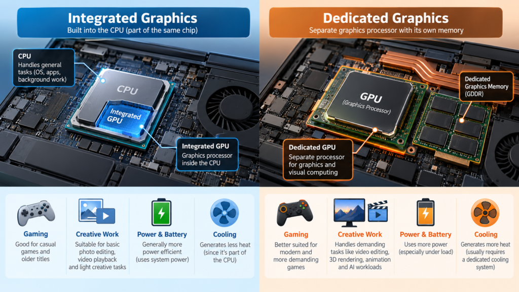 Integrated vs dedicated graphics comparison for laptops